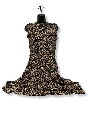 Haani Animal-Print Sleeveless Midi Dress in Tan and Black